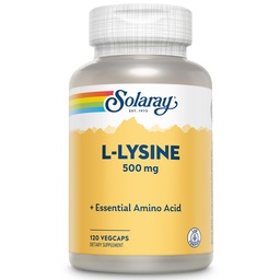 SOLARAY L Lysine 500 mg kapszula - Free-Form Essential Amino Acids Supplement - Erőteljes Wellness támogatás L- Lysine Amino Acid - Labor ellenőrzött, 60- napos garancia, 120 adag, 120 VegCaps