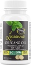 Louianna - Organic Wild Oregano Oil with Vitamin D, Liquid Softgel Capsules with 80% Carvacrol, Supports Your Bones, Immune and Gut Health, Herbal Supplements, 120 Softgels
