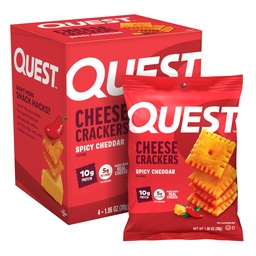 Quest Nutrition Cheese Crackers, Spicy Cheddar, 10g of Protein, Low Carb, Made with Real Cheese, Protein Snack, 4 Count