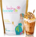 Baba booster Sózott karamell prenatális vitamin kiegészítés és fehérje shake, koffein mentes, Minden természetes, vegetáriánus DHA, magas fehérje, metil folát, B vitaminok, Nagy Reggeli Betegség, 1 lb