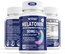 Melatonin 50 mg felnőtteknek - Extra Strength 9- in1 Gyors oldódás Nyelvalatti - w / D3 vitamin & MSM, relaxing Herbal Blend- Ashwagandha, Lemon Balm, Passionflower, Chamomile, Sugar Free, Vegan 180 Servings
