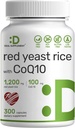 Deal Supplement Red Yeast Rice 1,200mg Per Serving CoQ10, 300 kapszula - Antioxidáns támogatás - Pure Monascus Purpureus Powder Source - Citrinin Free, Non-GMO