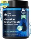 KEY NUTRIENS Creatine Monohidrát Powder + Electrolytes, 5000mg Creatine Powder, Micronized Creatine Monohidrát, Creapure Creatine - 60 Servings, Made in USA
