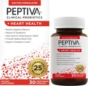 Peptiva Probiotics Heart Health - Szív-egészségügyi támogatás kiegészítés, 25 milliárd CFU, Multi- Strain Probiotic, Lactobacillus Acidophilus, Bifidobacterium, Digesztikus támogatás - 30 vegetáriánus kapszula