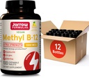 Jarrow Formulas Extra Strength Metil B- 12 1000mcg, Dietary Supplement for Cellular Energy Production and Brain Health Support, 100 Lemon- Ízesített rágótabletta, 100 napos ellátás, 12-es csomag