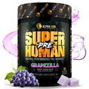 ALPHA LION Superhuman Pre Workout Powder, Beta Alanine, L- Taurine & Tri- Source koffein Tartós energia & Fókusz, Nitric Oxide & Citrullin Pump (21 szervizelés, Grapezilla)