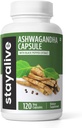 STAY ALIVE Ashwagandha fekete borssal, 10: 1 kivonat, 120 tabletta, 100% tiszta gyökérpor, extra erős kapszula, Non-GMO & Gluten Free Ashwagandha kiegészítők nők és férfiak részére