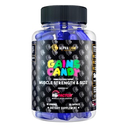 ALPHA LION Gains Candy, kiegészítő tabletták az izomnövekedés, méret, és erő, nitrogén-oxid booster, Izom Builder, Használja a napi frissítő energia és edzés teljesítmény, 60 kapszula (RipFacTOR ®)