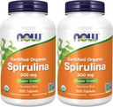 Most kiegészítők, Organic Spirulina 500 mg Vitaminokkal, Ásványokkal és GLA-vel (Gamma- Linolén sav), 500 tabletta (2 db-os csomag)