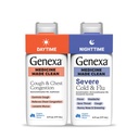 Genexa Daytime Cough & Congestion + Éjszakai súlyos hideg & Flu Combo Pack, Dye Free, 0% Mesterséges adalékanyagok, Folyékony Multi- Syncular Cough, Hideg, & Flu, Organic Blueberry Flavor, 12 fl oz (2 Pack)