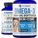 Omega 3 halolaj kutyák kapszula - lazacolaj kutyák - kutya hal olaj kiegészítés segíthet shedding, allergia, viszketés - támogatás száraz bőr, ízületek - kutya bőr és öltöny kiegészítés - 180 hal olaj pirula