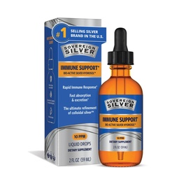 Sovereign Silver Immune Support - Colloidal Silver, Bioaktív Silver Hydrosol, 10 ppm, Folyékony cseppentő, 2 Fl Oz, (59 ml)