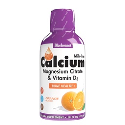 Bluebonnet Táplálkozás Folyékony kalcium-citrát Magnézium-citrát, D3-vitamin, Csontegészség, Gluten Free, Szójamentes, tejmentes, kóser, 16 Fl Oz, 32 szerviz, narancs aroma, 16 Fl Oz (1-es csomag)