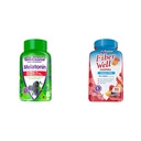 Vitafusion Extra Strength Melatonin Gummy Vitamins, 5mg, 120 ct Gumies & Fiber Kút Sugar Free Fiber kiegészítés, Barack, Strawberry és BlackBerry ízesített kiegészítők, 90 gróf