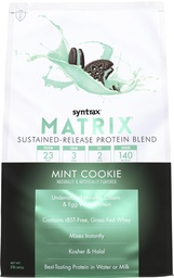 Syntrax Matrix Sustained-Release Protein Powder - Grass-Fed Whey, Micellar Casein & Egg White Protein, Mint Cookie, 2 lbs. with Real Cookie Pieces