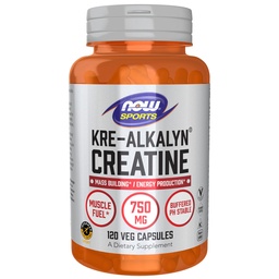 NOW Foods Sports Nutrition, Kre- Alkalyn Creatine 750 mg, Mass Building * / Energy Production *, 120 Veg Capsules
