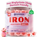 Vegán vaspótlás nők 25mg, Sugar Free Iron Gumies C-vitaminnal, Methy B12, folsav energia boost, vashiány, No After Taste, Peach Flavor - 60 Count (csomag 2)