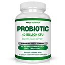 Arazo Nutrition Probiotic 40 Million CFU - Tartály Prebiotikumokkal és Acidophilusszal - Stabil potencia a légzésig - Time Delay release probiotics