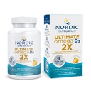 Nordic Naturals Ultimate Omega 2X mit Vitamin D3, Zitronengeschmack - 60 weiche Gele - 2150 mg Omega-3 + 1000 IE D3 - EPA & DHA - Gehirn, Herz & Immungesundheit - 30 Portionen