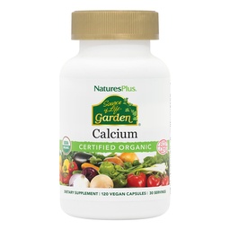 NaturesPlus Source of Life Garden Certified Organic Calcium with AlgaeCal - 1000 mg, 120 Vegan Capsules - Plant- Based Bone Health Support Supplement - Vegetáriánus, Gluten- Free - 30 Servings