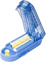 Pirula Cutter Splitter a kis és apró pirula, állítható tabletta Splitter pontosan Cuts Multiple Pills egyszerre. Éles penge biztonsági őr. (Klein Blue)
