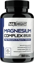 Magnézium komplex, 210 mg Elemental Magnézium, Glicinát, Citrát & Malate, Non-GMO, Max Absorption, Izom, Hanga, Energia, 90 Vegán kapszula