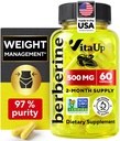 Berberine Supplement 500mg - USA Made Berberine 500mg - Non-GMO Berberine HCL - Berberine kiegészítők súlykezelés, energia, immuntámogatás - 60 kapszula