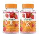 Életképes B Komplex + D-vitamin 10000 NE, gumicukor bundle - nagy ízű, vitamin kiegészítés, glutén mentes, GMO mentes, rágható