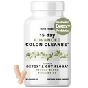 15 nap Advanced Colon Cleanse, probiotics & Natural Herbs, Supports Detox & Gut Flora for Women & Men, with Cascara Sagrada, Psyllium Husk & Senna Leaf, 30 Capsules 1-2 Daily Therapy 124; 15 nap Cleanse