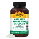 Country Life Chelat Magnesium Glycinate 400mg – Hohe Absorption Magnesiumergänzung für Muskelentspannung, Energie, Knochen und Immununterstützung – Glutenfrei, Vegan, Halal, Non-GMO Verified - 180 Tabletten