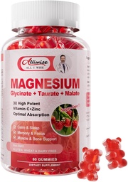 Magnézium Glicinate Gummees, Magnézium Kálium kiegészítés Taurate, Malate, Vitamins D, C, B6, Kalcium, Testtámogatás, Málna Magnézium Gumies Felnőttek és Gyerekek