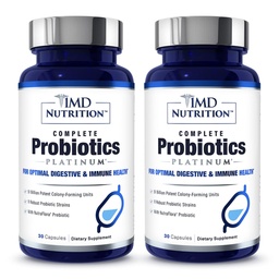 1MD Complete Probiotics Platinum 124; Supports Digestic Health Ț124; with Noursing Prebiotics, 51 Billion Live CFU, 11 Strains, Dairy- Free Agreement Capsules (2- Pack)