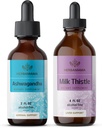 HERBAMAMA folyékony cseppentő készlet - Bundle of Ashwagandha Root Tinkture 2 fl oz & Milk Thistle kivonat 4 fl oz - Vegan, Non-GMO, Sugar & Alcohol- Free - 2 Pack