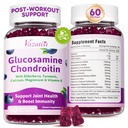2 Pack Glucosamine Chondroitin Gumies - Glucosamine Chondroitin MSM-mel, Elderberry, Turmeric, Joint Support Supplement for Felnőttek, Férfiak és nők - Blueberry Flavor, 120 Cts
