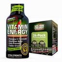 Vitamin Energy Workout + Extra Strength Energy Shot Sour Apple 24 Pack, 260mg Natural koffein, Pre- Edzés, B- Vitaminok, Ásványok, Endurance & Performance, Zéró Sugar, Gluten- Free, Vegan, 1,93 fl oz