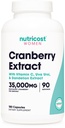 Nutricost Cranberry kivonat nőknek (35,000mg egyenértékű), 180 kapszula - C-vitaminnal, Uva Ursi & Dandelion Root kivonat - Non-GMO & Gluten Free Health Supplement