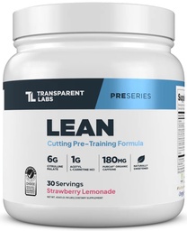 Átlátszó Labs Lean Pre- Edzés - Testre vonatkozó előzetes edzés férfiak és nők részére Acetyl L- karnitin, Beta Alanine Powder, & PurCaf Organic koffein por - 30 szervák, Strawberry Lemonade
