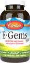 Carlson - E-Gems Elite, 400 NE E-vitamin tokoferolokkal és tokotrienolokkal, E-vitaminnal, szív-egészségügyi és optimális wellness, antioxidáns, E-vitamin kiegészítés, 240 Softgel
