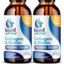 Liquid Collagen and Biotin, 2 Fl. Oz, Ultra- Strength Collagen kiegészítők nők, Keto Friendly Biotin a haj növekedési nők, köröm, & Skin Vitamins B7 Collageno Peptides - Vanilla Flavor - 2 Pack