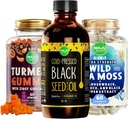 Maju Superfoods Fekete magolaj, 4- in1 Sea Moss kapszula és kurkuma Ginger Gummees Bundle