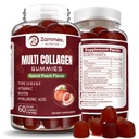 Zammex Multi Collagen Peptides Gumies (Type 1, 2, 3, 5 és 10), 30 Servings, Anti-Aging Collagen Gumi kiegészítők nők és férfiak a biotin C-vitamin, Hyaluronic Acid, Peach Flavor