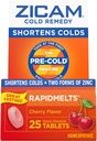 Zicam Cold Remedy Cink RapidMelts, Cherry Flavor, Homeopátiás, Hidegrövidítő gyógyszer, Rövidebb hideg időtartam, 25 Count (2-es csomag)
