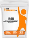 BulkSupplements.com Ferrous Fumarate Powder - Essential Mineral, Iron Supplement for Women and Women - Gluten Free, 55mg per Serving, 100g (3.5 oz) (1x csomag)