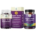 Bundle finom vas gumik nőknek és férfiaknak - vaspótlás nőknek és férfiaknak C-vitamin magasabb abszorpció és tiszta magnézium glicinát 400mg per szerving hangulati alvás és kikapcsolódás