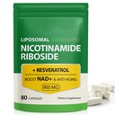 NAD Supplement, 900mg - Liposomal Nicotinamid Riboside NAD+ Ergänzung mit Resveratrol unterstützt Muskel, Gehirn, Cellular Energy - NMN Ergänzung Alternative für Männer und Frauen, 80 Kapseln (Pack von 1)