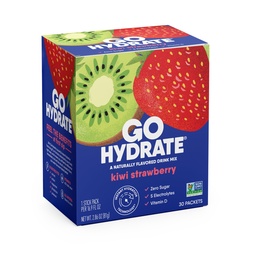 GoHydrate Instant Hydration Powder Packets - Alacsony nátrium-elektrolitok Drink Mix - Természetes hidratációs támogatás, Sugar Free Electrolyte Ízesített Powder Drink D-vitaminnal, 30 csomag, Kiwi Strawberry