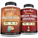 Nutritional Premium Magnézium L- Threonate & Panax Ginseng Supplement Bundle: Magas abszorpció Magnézium Threonate és Red Ginseng Supplement Pair for Brain, Mood, & Vitality