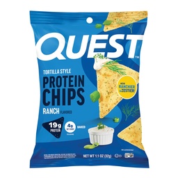 Quest Nutrition Ranch Tortilla Style Protein Chips, 19g Protein, 4g Net Carb, High Protein, Low Carb, Gluten Free, 1.1 Ounce (Pack of 12)