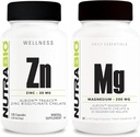 NutraBio Cink Chelate és Reacted Magnézium kiegészítés Bundle - Vitamin kiegészítés Bundle segíthet az immunrendszer és a csontegészség