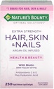 Természet Bounty Hair Skin és Nails 5000 µg Biotin - 250 bevont tabletta Regular & Extra Strength (Extra Strength, Két üveg egyenként 250 Softgels)